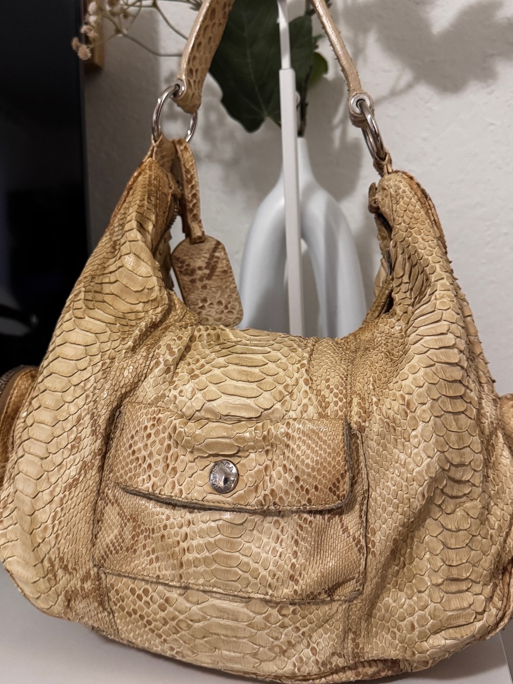 Prada Beige Cargo PythonShoulder Bag - Picture 3 of 16